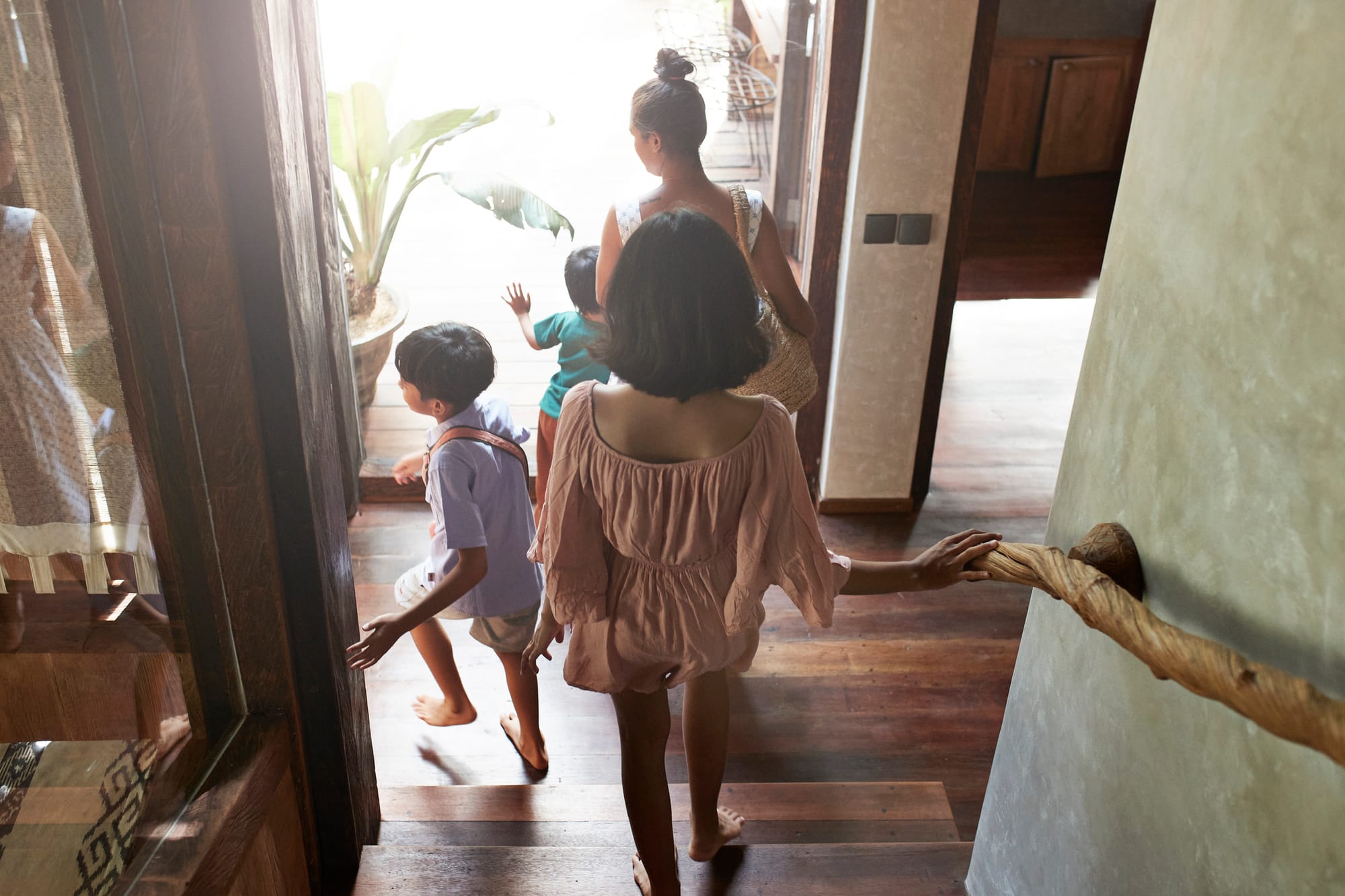 Famille en échange de maisons avec HomeExchange